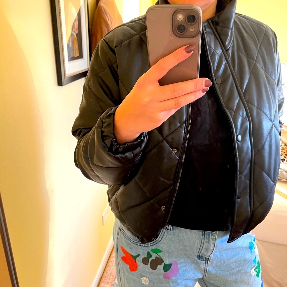 Quilted vegan leather jacket
